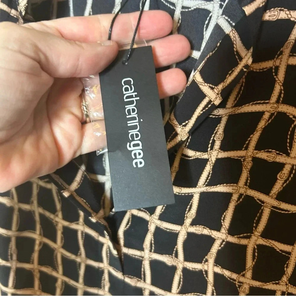 NWT Catherine Gee Equestrian Print Silk Blouse Size Small - Picture 5 of 9